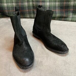 Moma Black Textured Leather Chelsea Boots Italian Handcrafted Ankle Boots EU 38